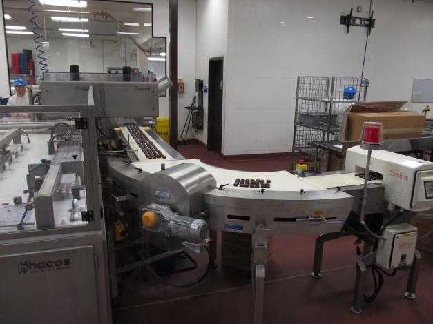 Photo of a production line in a chocolate factory